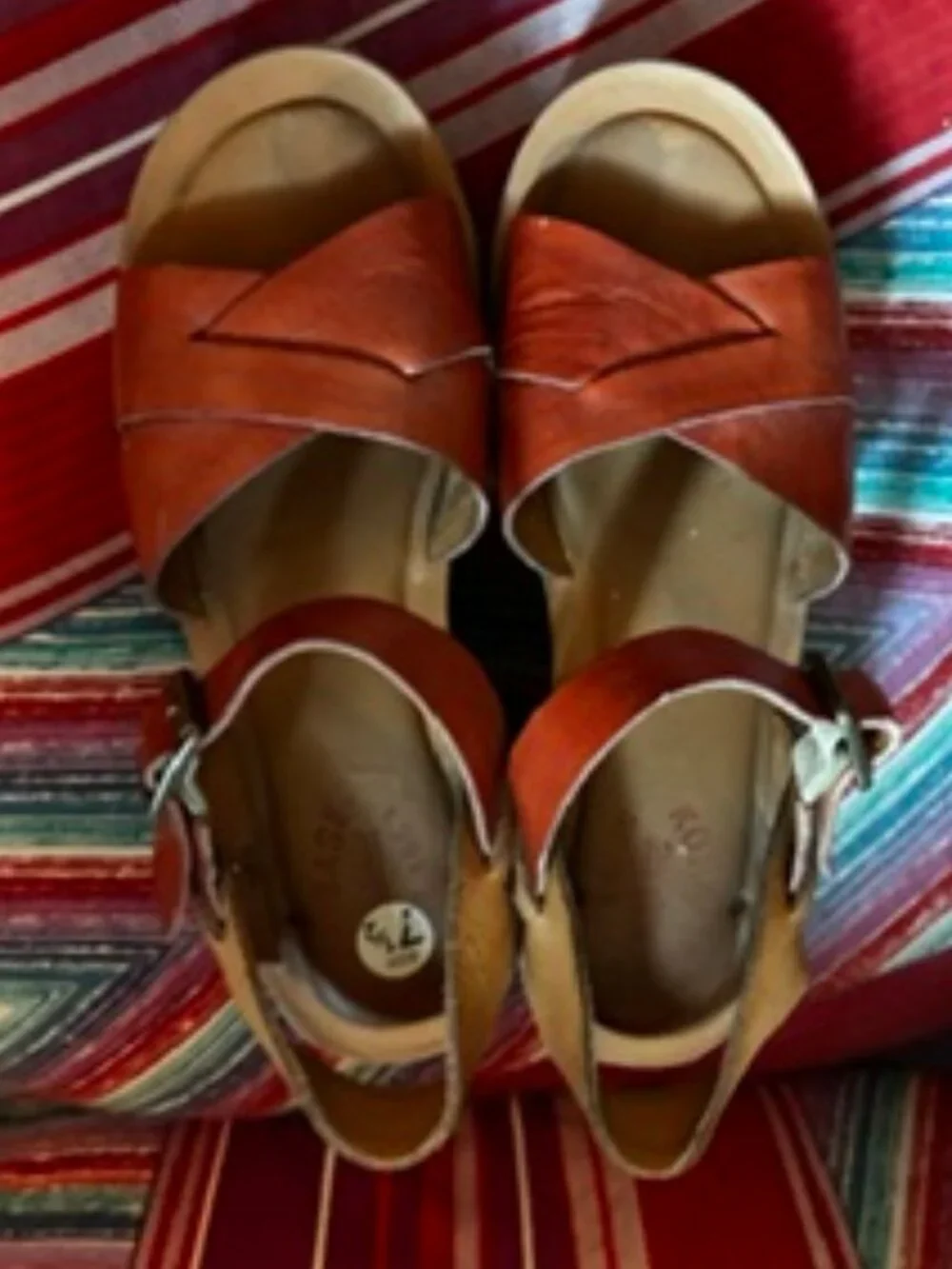 Kork-Ease Comfort Platform The most comfWedge Sandal in orange leather, Size 7.5